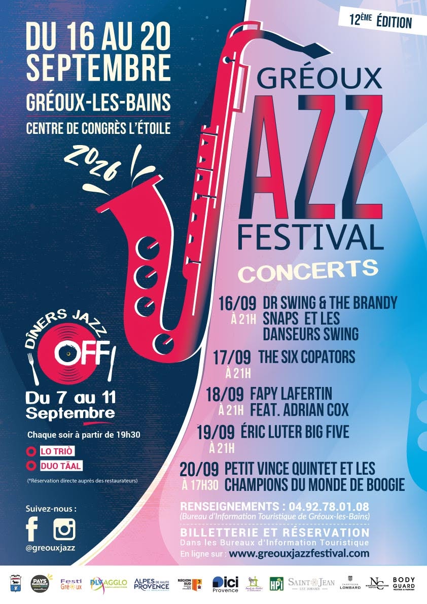 Gréoux Jazz Festival , acturpovence agenda festivals été 2026 en Provence